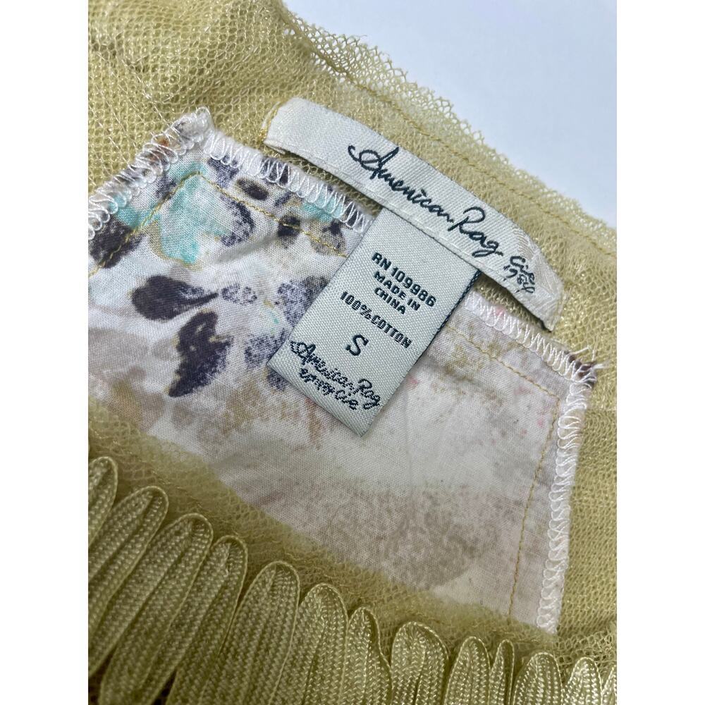 Y2K AMERICAN RAG TANK TOP GOLD BROWN FLORAL SZ S COTTON AESTHETIC FAIRY CORE - Picture 2 of 14